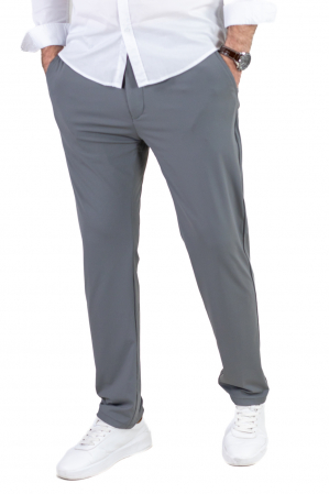 Pantaloni casual - Pantaloni regular fit casual gri super elastici