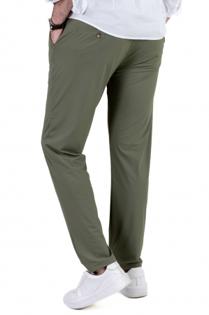 Pantaloni regular fit casual verzi super elastici [2]