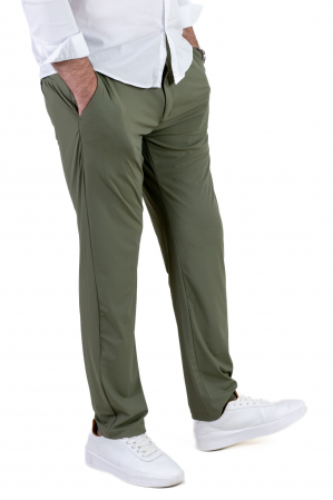 Pantaloni regular fit casual verzi super elastici [3]
