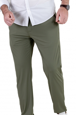 Pantaloni regular fit casual verzi super elastici [6]