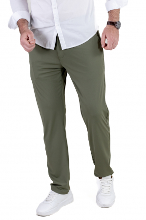 Pantaloni casual - Pantaloni regular fit casual verzi super elastici
