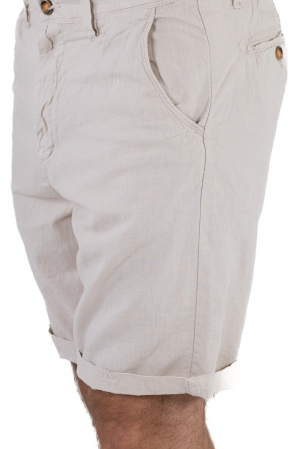 Pantaloni scurti crem din in [5]