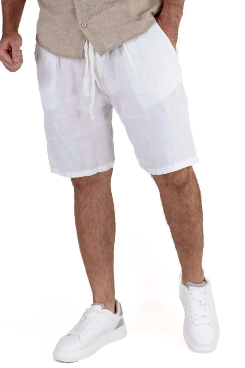 Bermude casual - Pantaloni scurti bărbați 100% in albi
