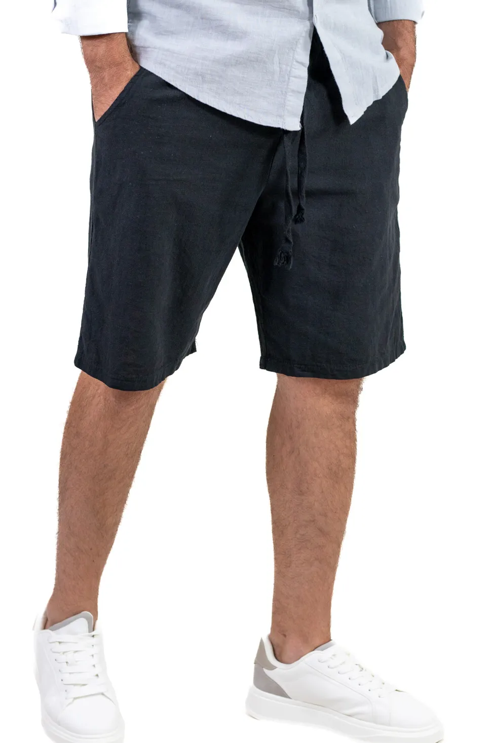 Bermude casual - Pantaloni scurți bumbac 100% bărbați – negru – comozi, Made in Italy