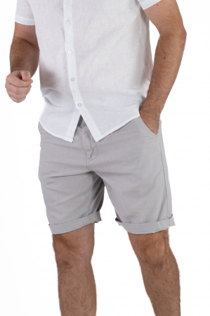 Pantaloni casual - Pantaloni scurti gri din in