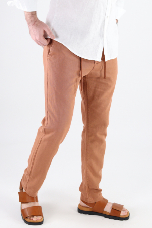 Pantaloni lungi din in caramizii [6]