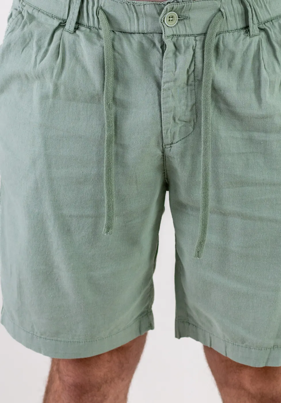 Pantaloni scurți din in și bumbac – verde menta [6]