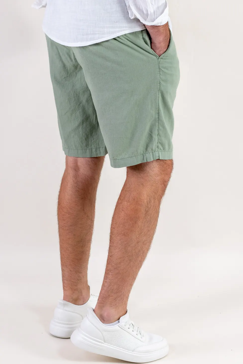 Pantaloni scurți din in și bumbac – verde menta [5]