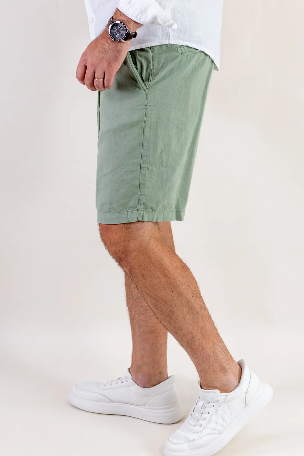 Pantaloni scurți din in și bumbac – verde menta [2]