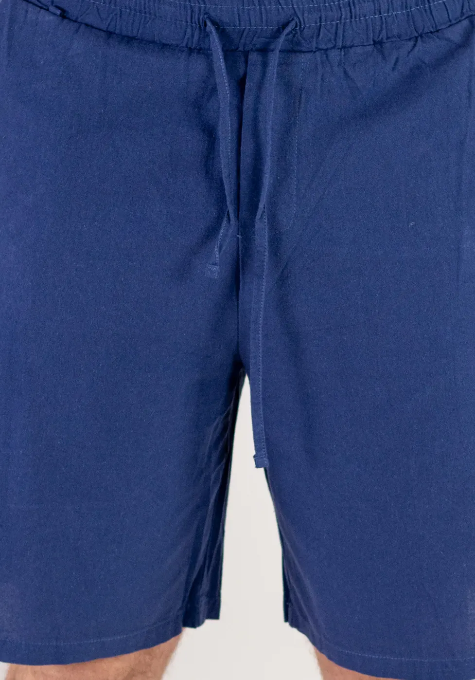Pantaloni scurți din in și bumbac relaxed fit bleumarin [5]