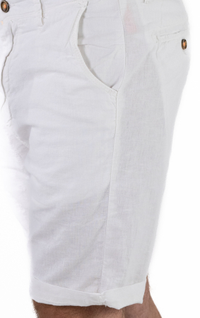 Pantaloni scurti albi din in [7]