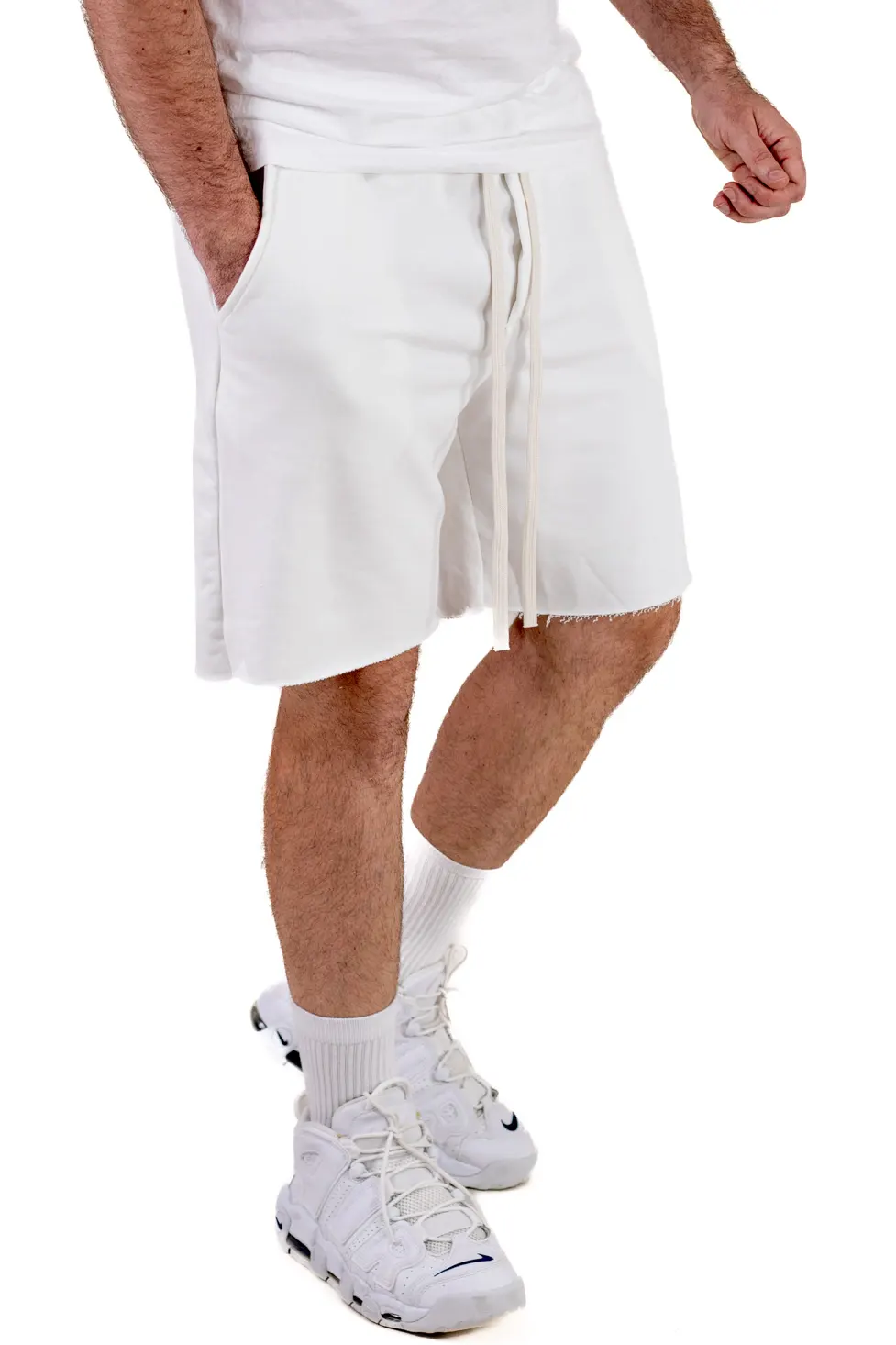 Pantaloni sport - Pantaloni scurți albi premium pentru bărbați