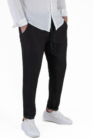 Pantaloni slim fit negri 100% in - Made in Italy [5]