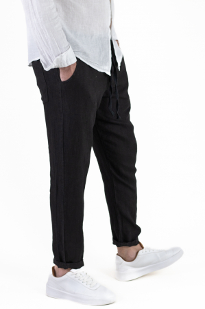 Pantaloni casual - Pantaloni slim fit negri 100% in - Made in Italy