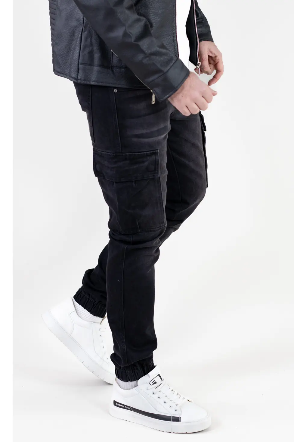 Blugi cargo negri denim premium [2]