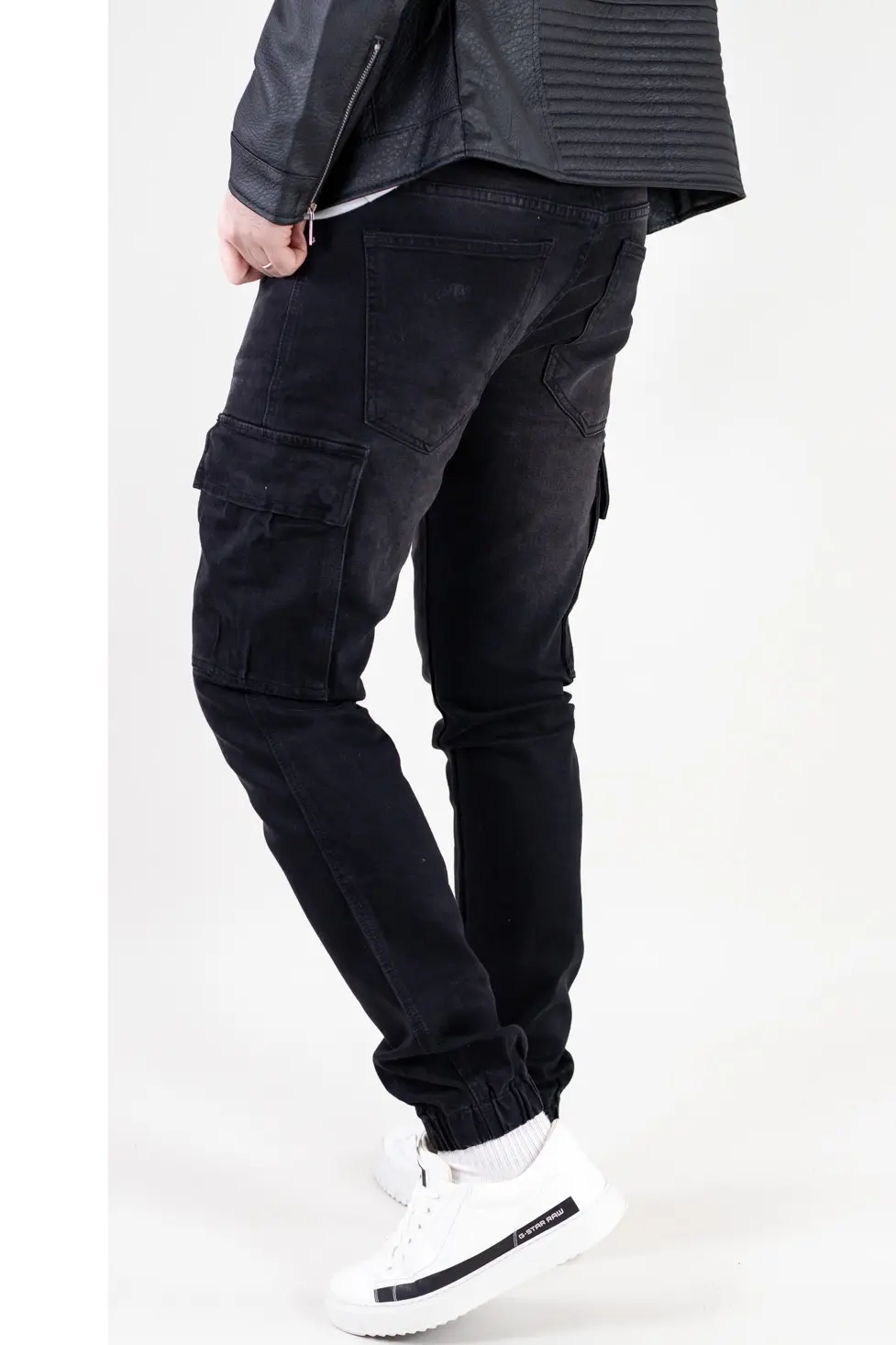 Blugi cargo negri denim premium [4]