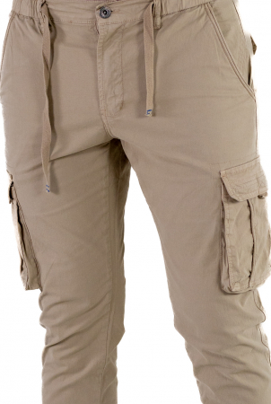 Pantaloni crem cu buzunare slim fit - confort [1]