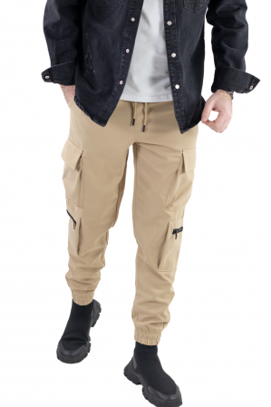 Pantaloni crem cu buzunare cargo [3]