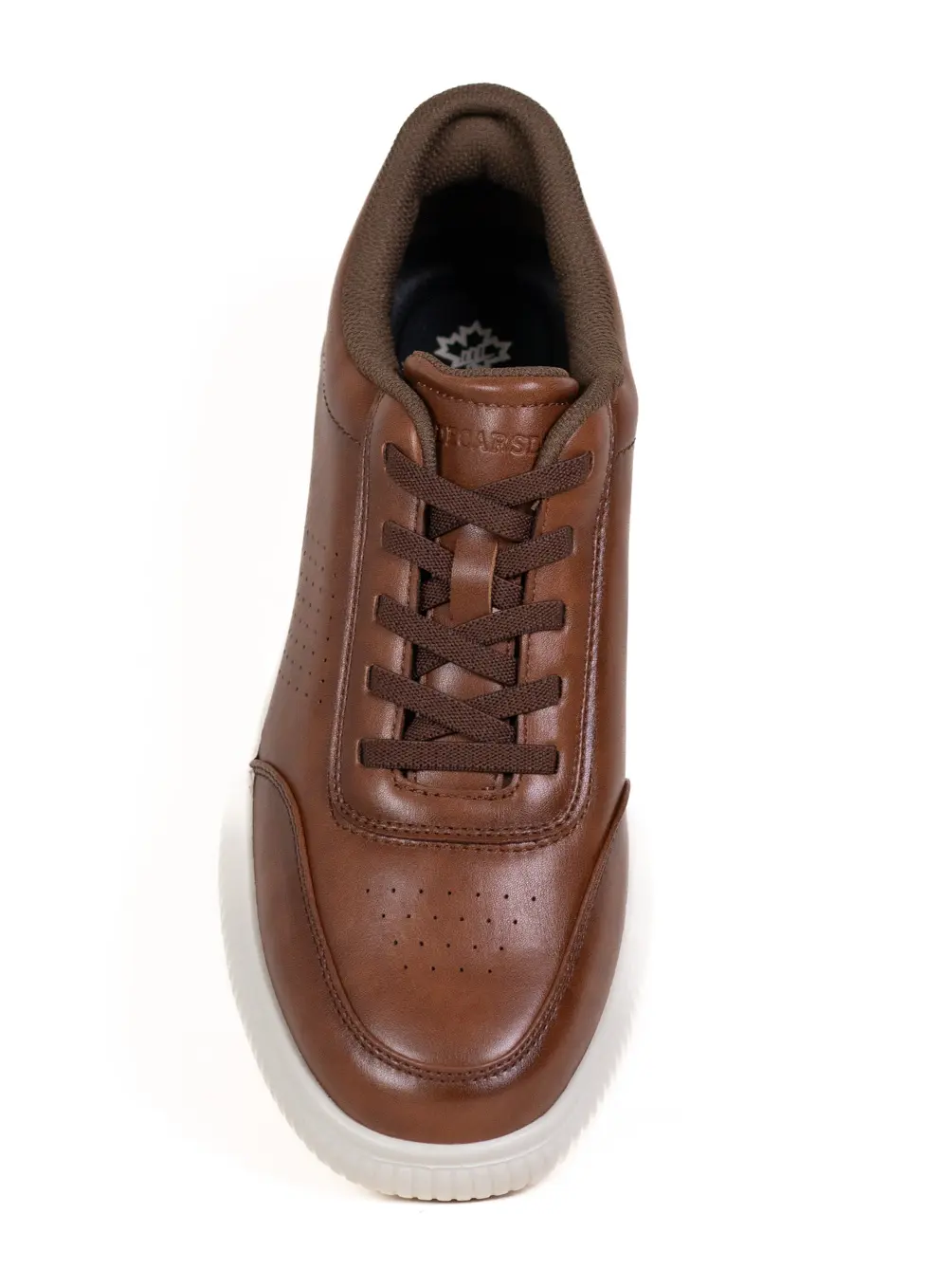 Pantofi Casual Bărbați din Piele Ecologică Maro, Talpă Albă, Detalii Perforate [4]