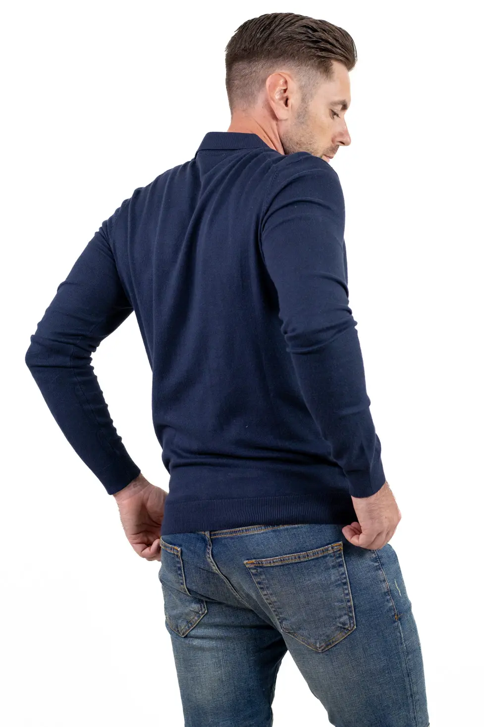 Pulover elegant tip polo pentru bărbați – bleumarin [6]