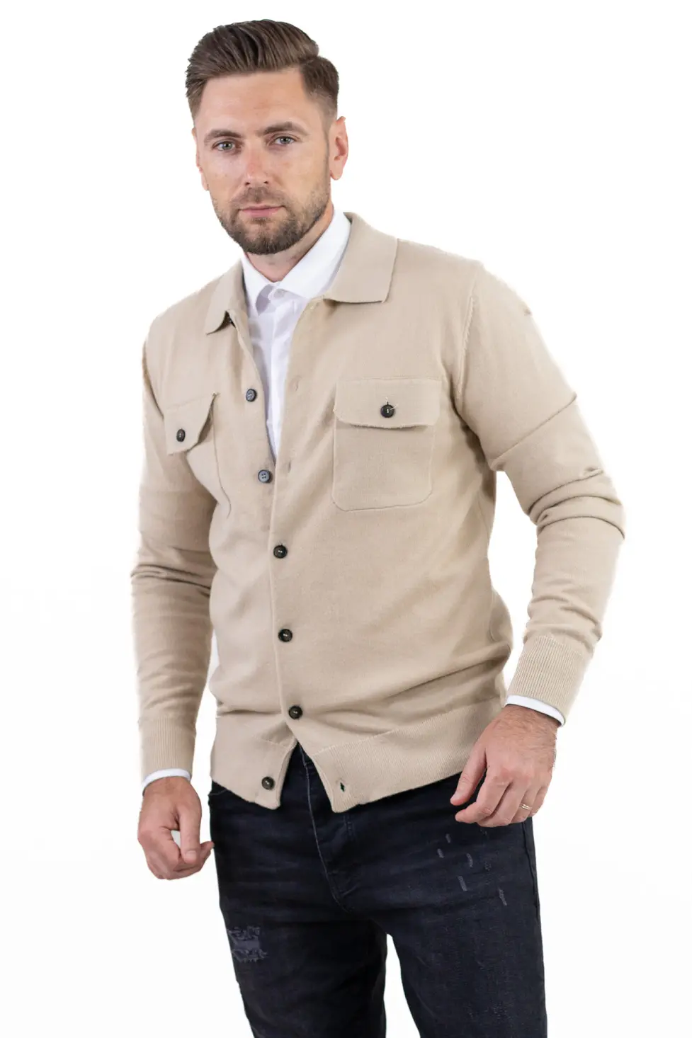Noutati - Cardigan crem pentru bărbați