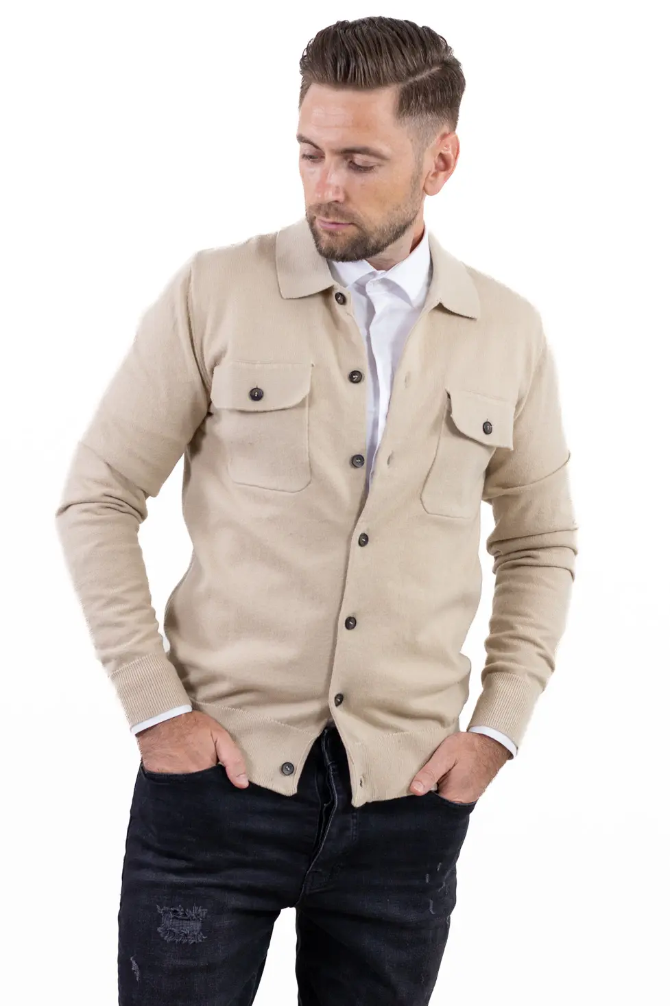 Cardigan crem pentru bărbați [7]
