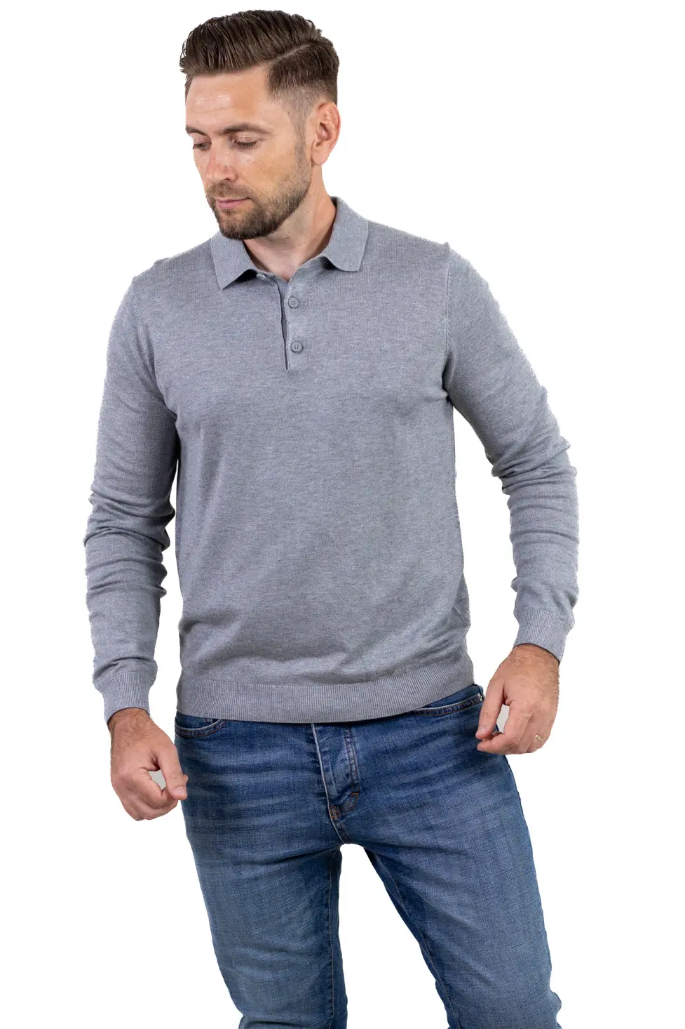 Pulover elegant tip polo pentru bărbați – gri [3]
