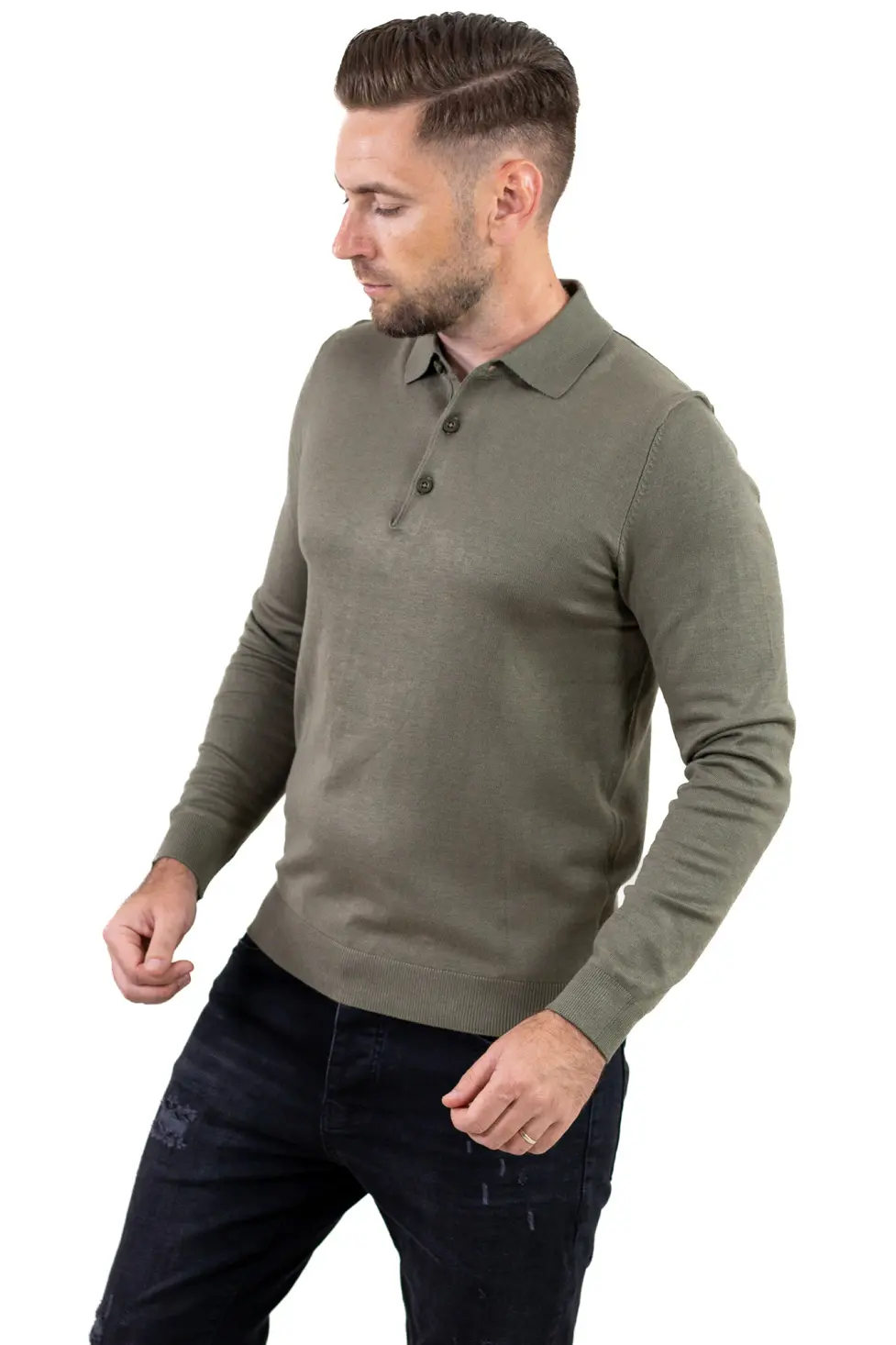 Pulover elegant tip polo pentru bărbați – verde [4]