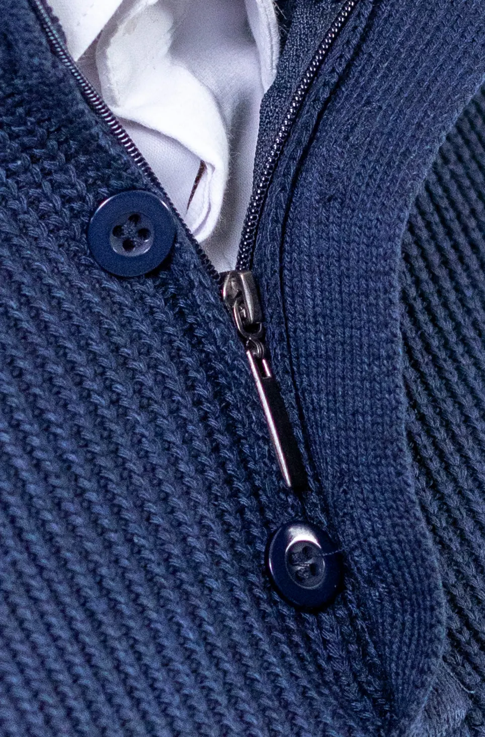 Pulover bărbați din tricot cu guler semi-înălțat și fermoar bleumarin [2]