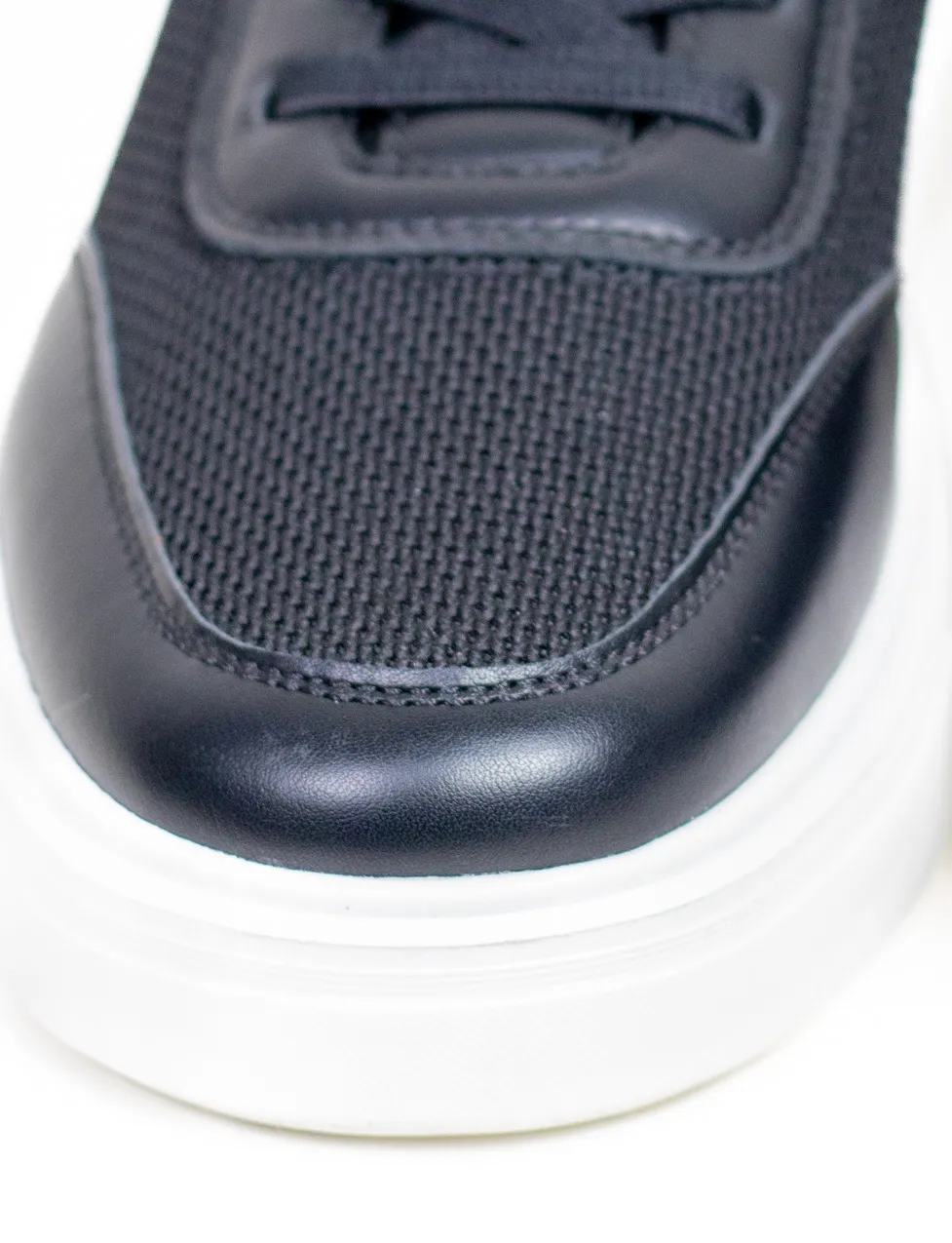 Sneaker negru casual din material textil si inserții de piele eco [5]