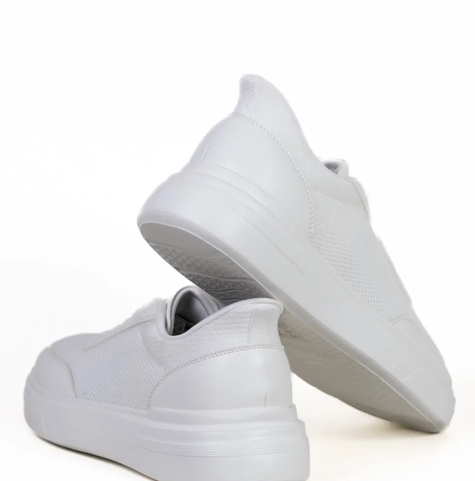 Sneaker alb casual din material textil si inserții de piele eco [1]