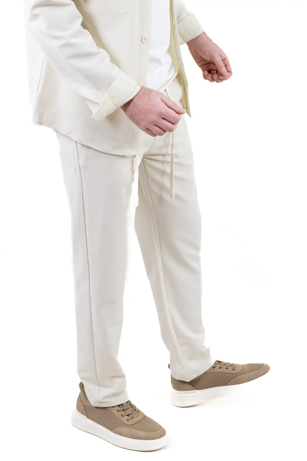 Sneaker bej casual din material textil si inserții de piele eco [8]