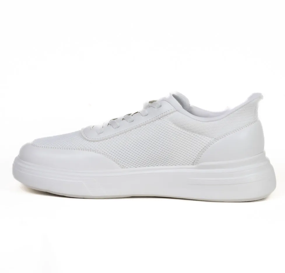 Sneaker alb casual din material textil si inserții de piele eco [5]
