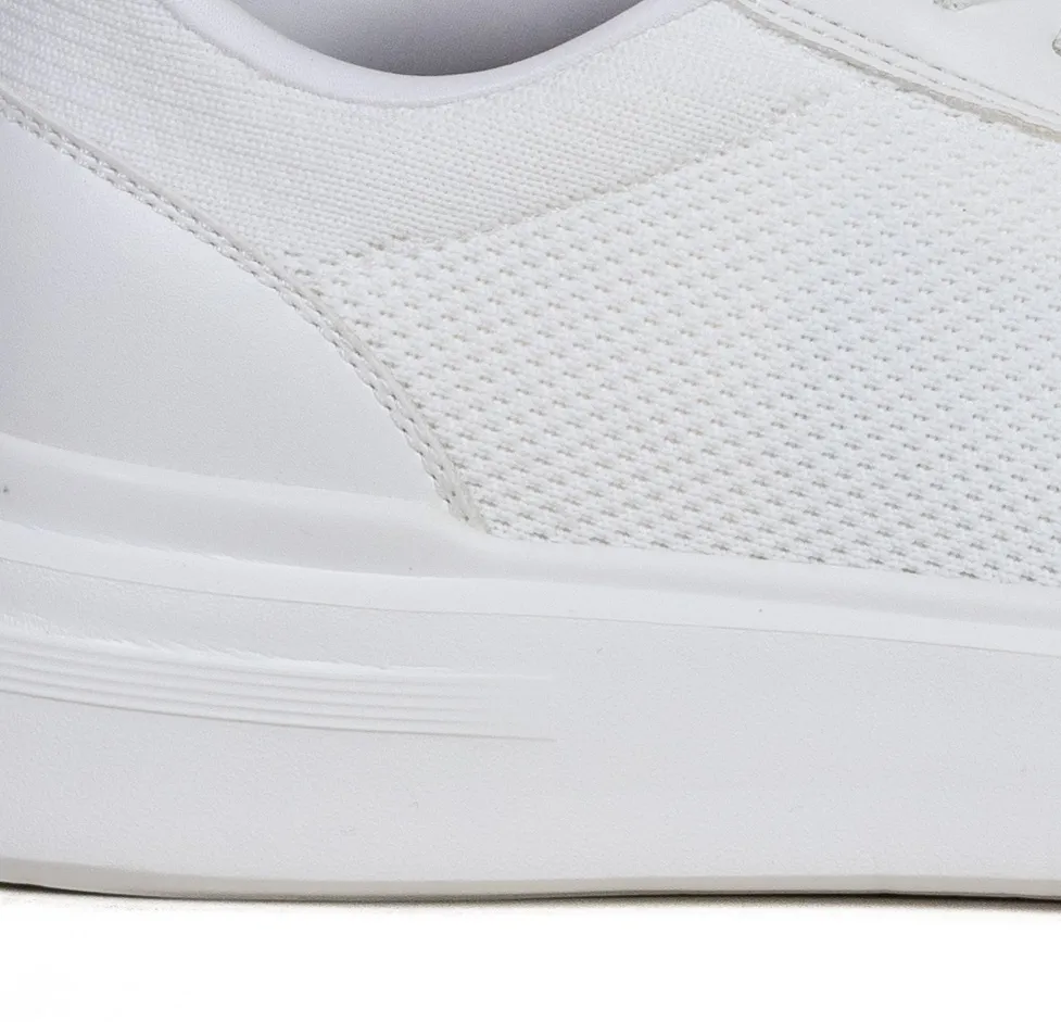 Sneaker alb casual din material textil si inserții de piele eco [2]