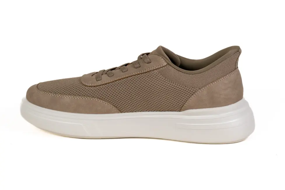 Sneaker bej casual din material textil si inserții de piele eco [4]