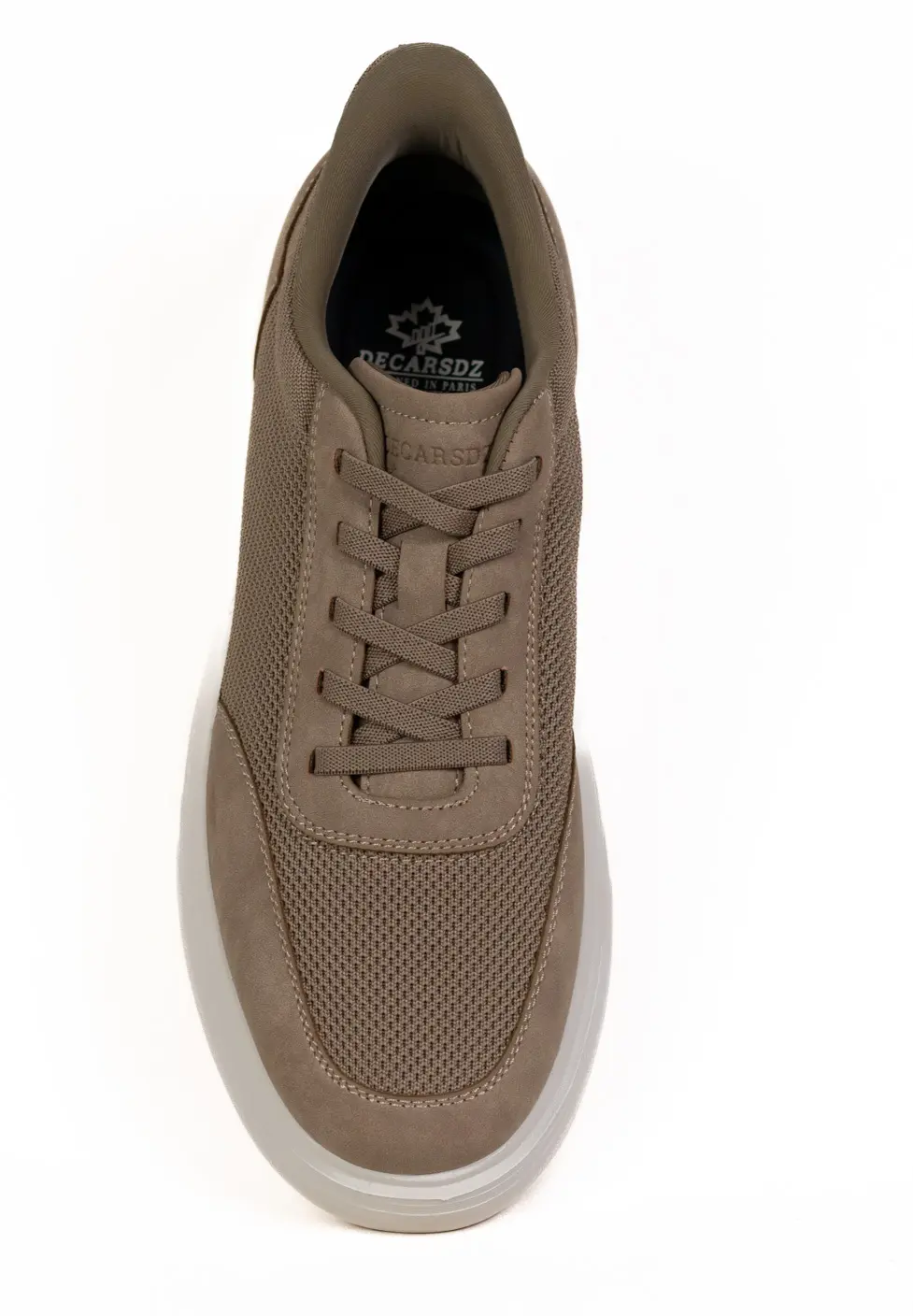 Sneaker bej casual din material textil si inserții de piele eco [3]