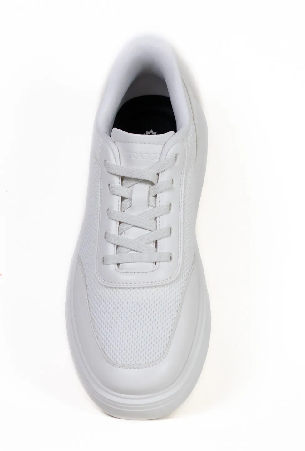 Sneaker alb casual din material textil si inserții de piele eco [4]