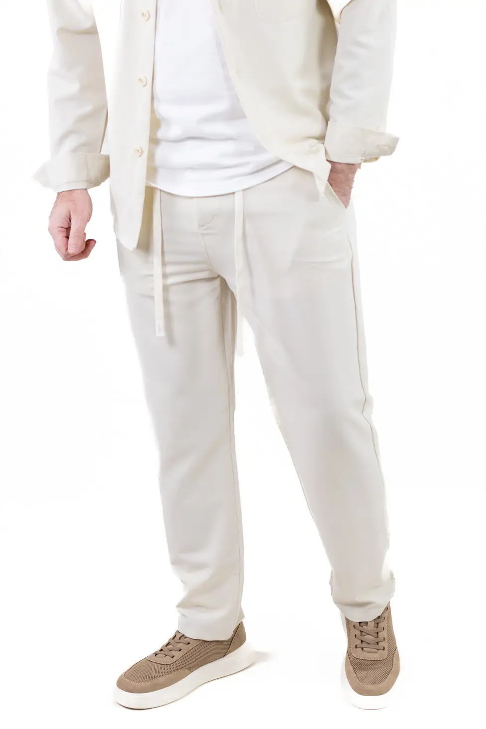 Sneaker bej casual din material textil si inserții de piele eco [7]