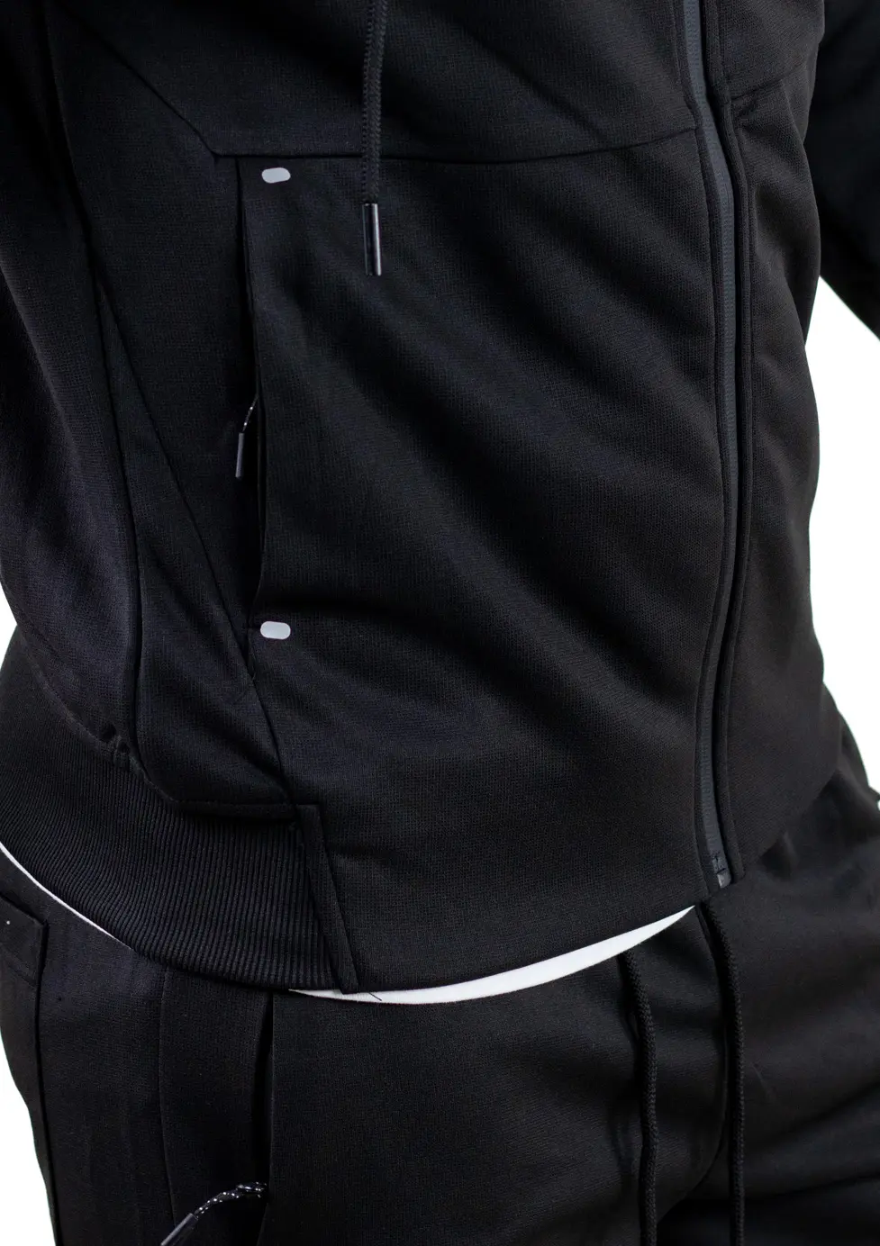 Trening barbati cu hanorac si pantaloni, material elastic, negru [5]