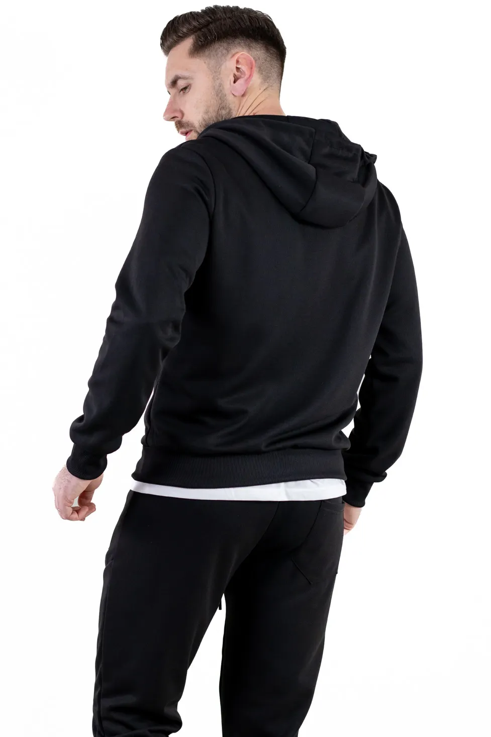 Trening negru confort cu fermoar si gluga [7]