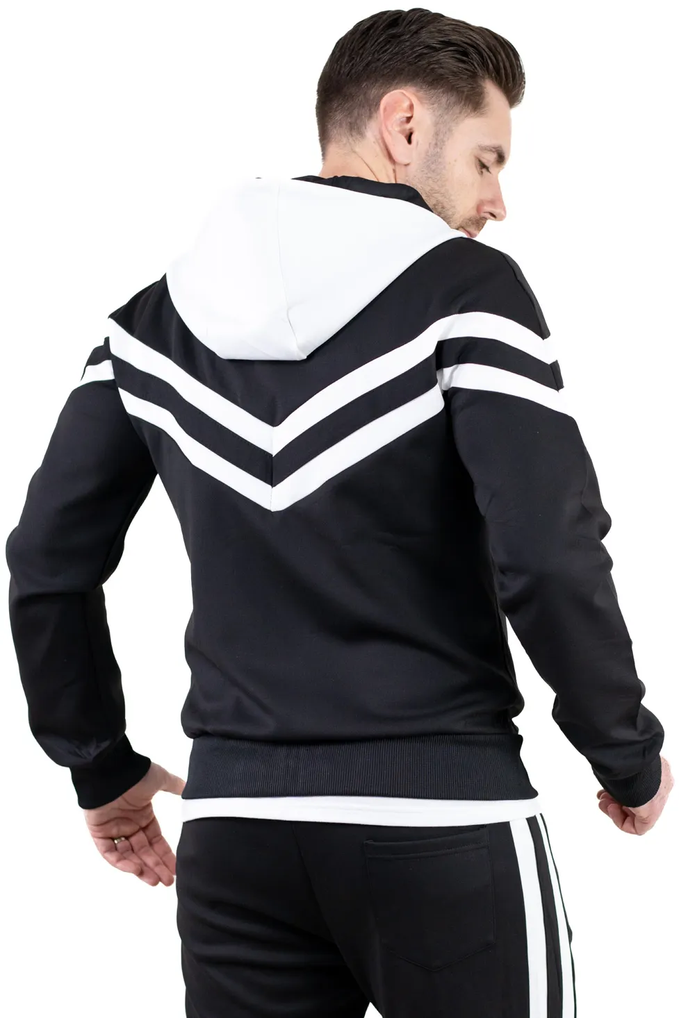 Trening barbati negru cu dungi albe contrast [4]