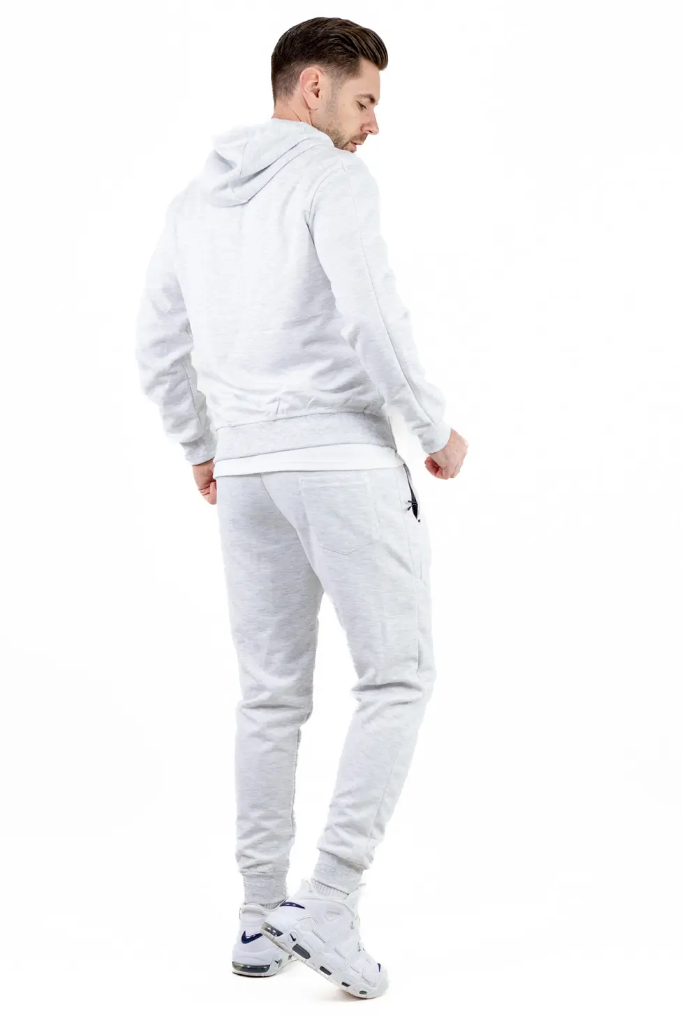 Trening barbati cu hanorac si pantaloni, material elastic, gri [10]