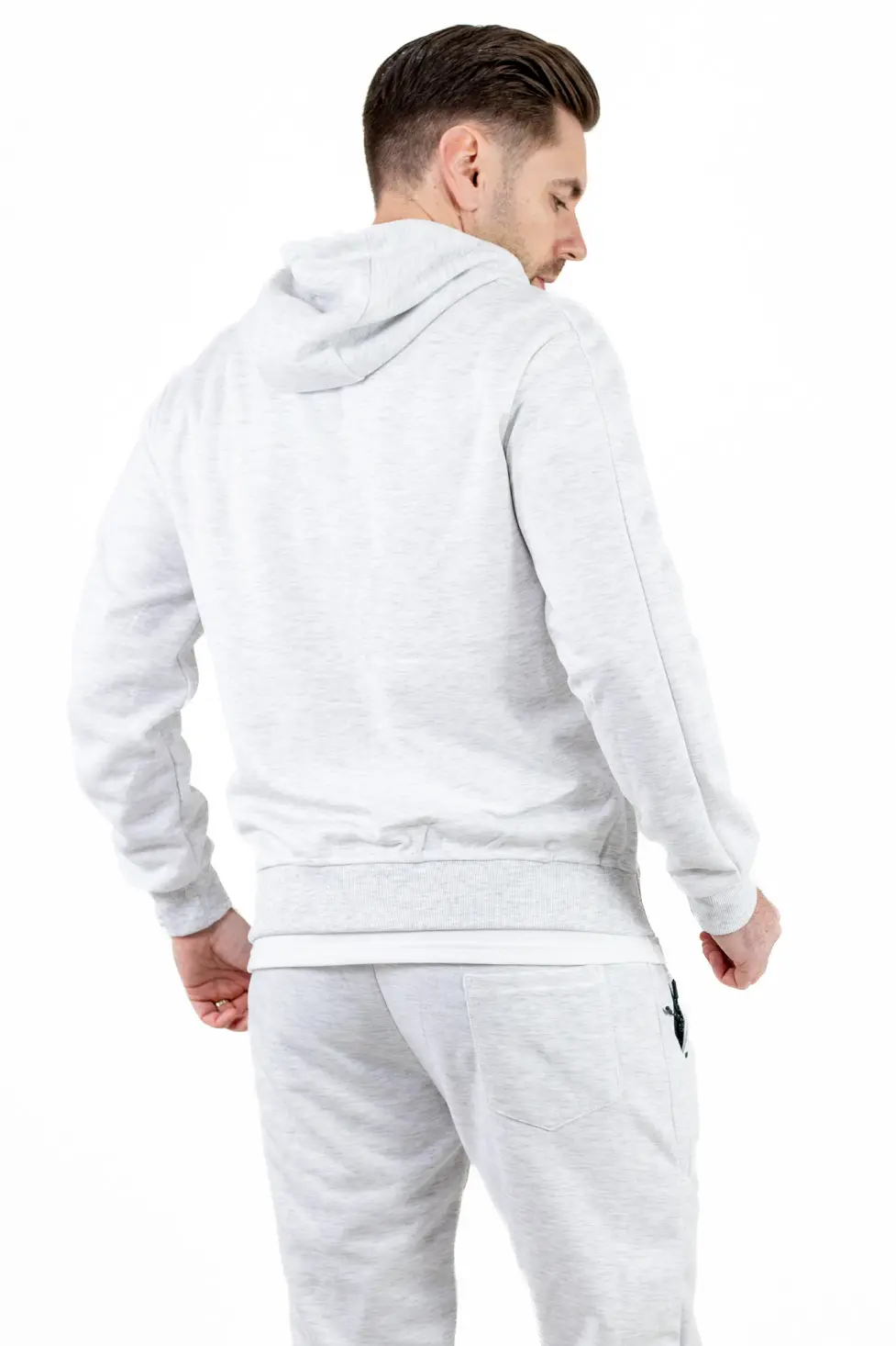 Trening barbati cu hanorac si pantaloni, material elastic, gri [6]