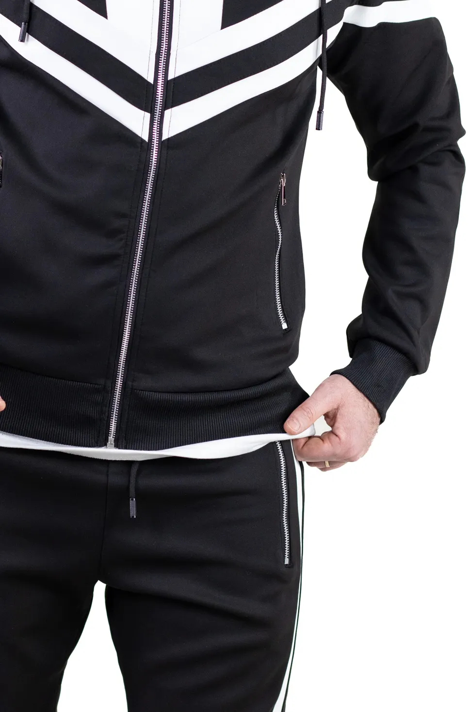 Trening barbati negru cu dungi albe contrast [5]