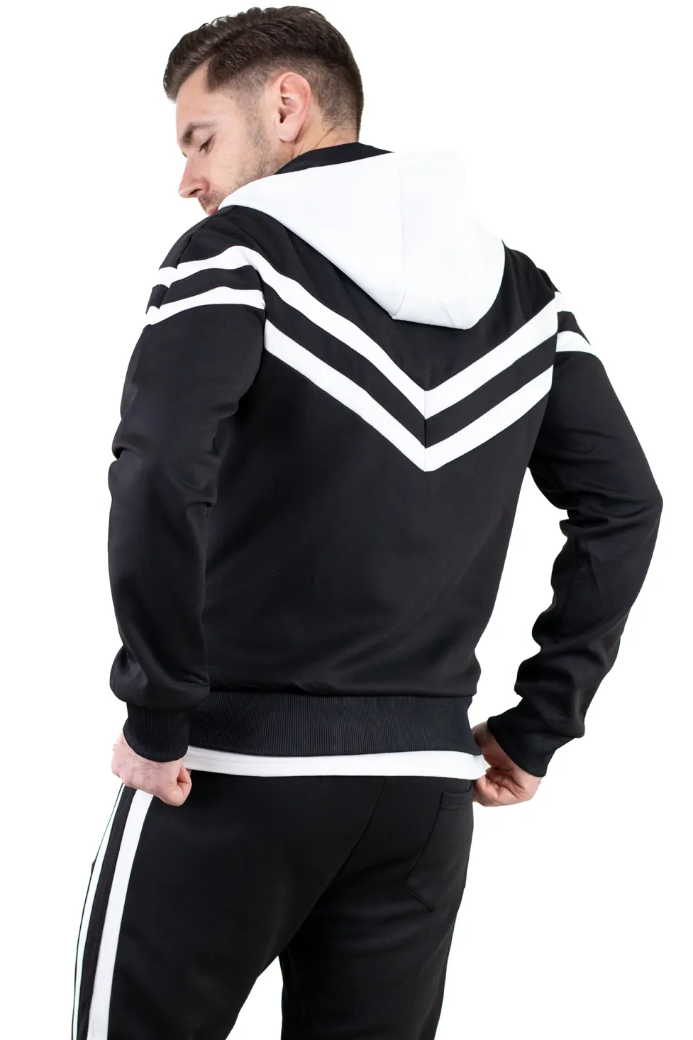 Trening barbati negru cu dungi albe contrast [3]