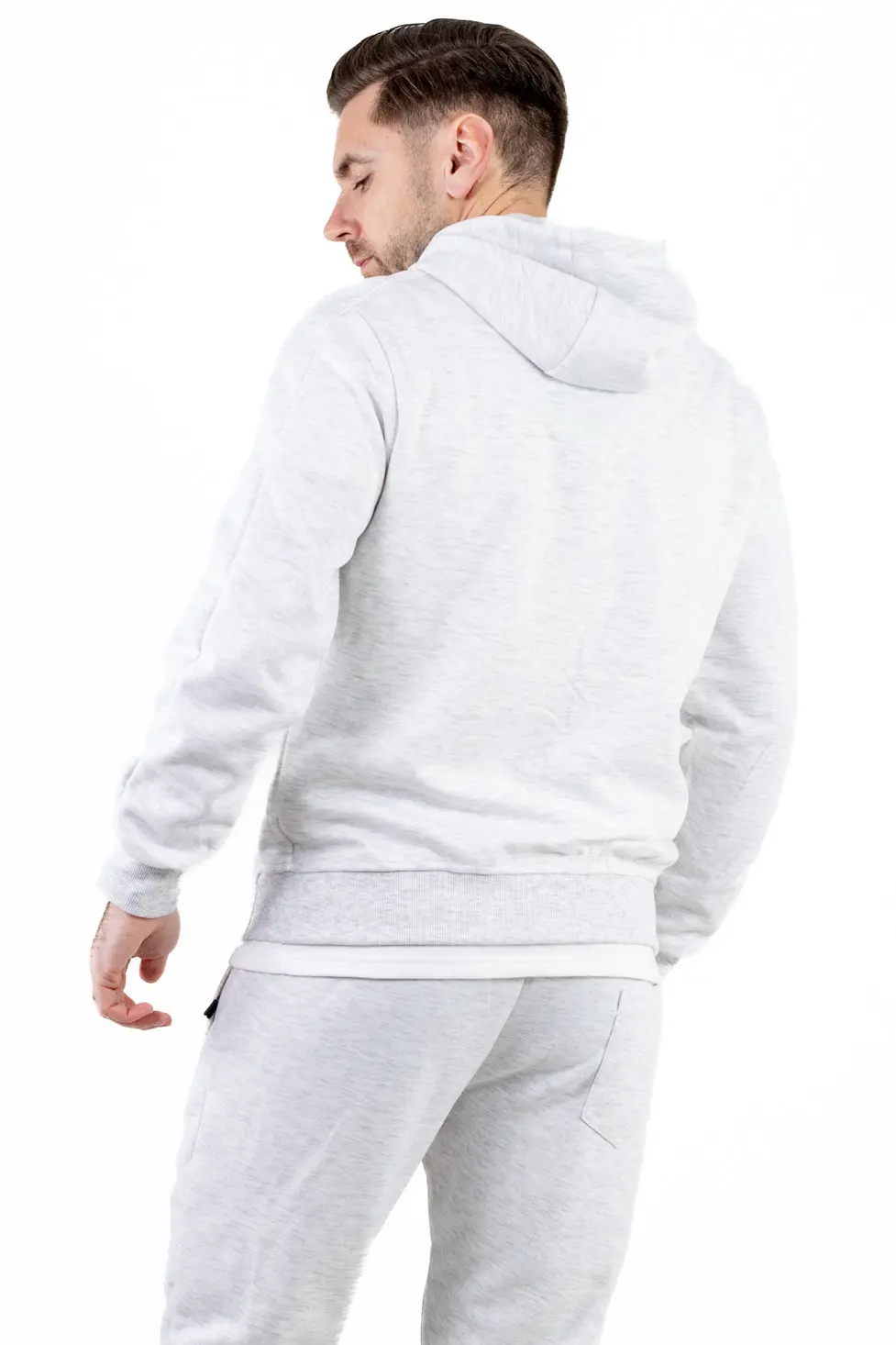 Trening barbati cu hanorac si pantaloni, material elastic, gri [5]