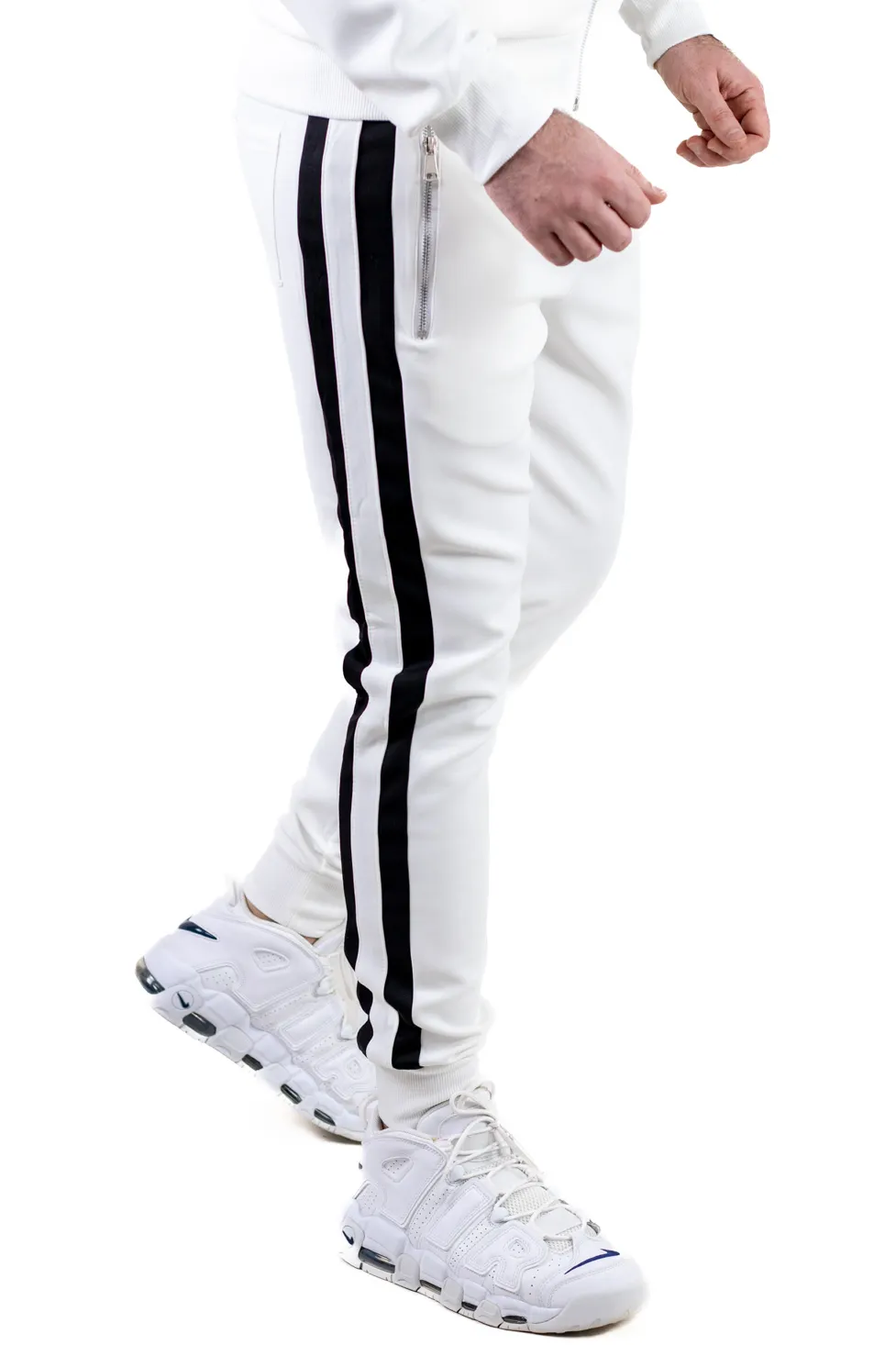 Trening barbati alb cu dungi negre contrast [2]