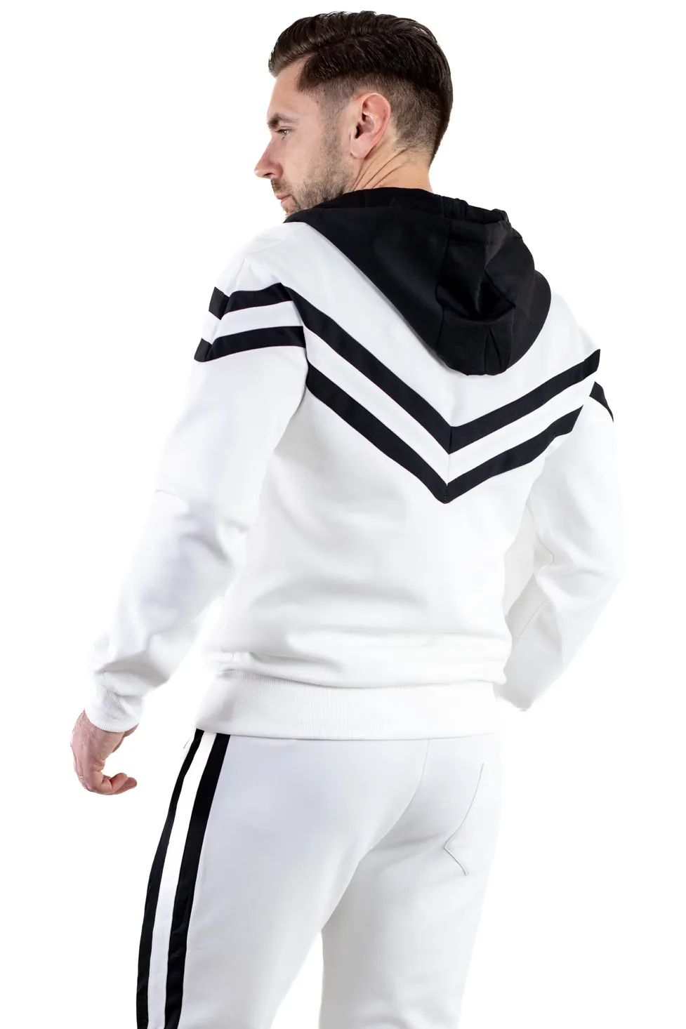 Trening barbati alb cu dungi negre contrast [6]