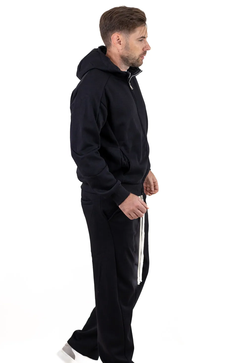 Trening negru gros oversize căptușit cu catifea [6]