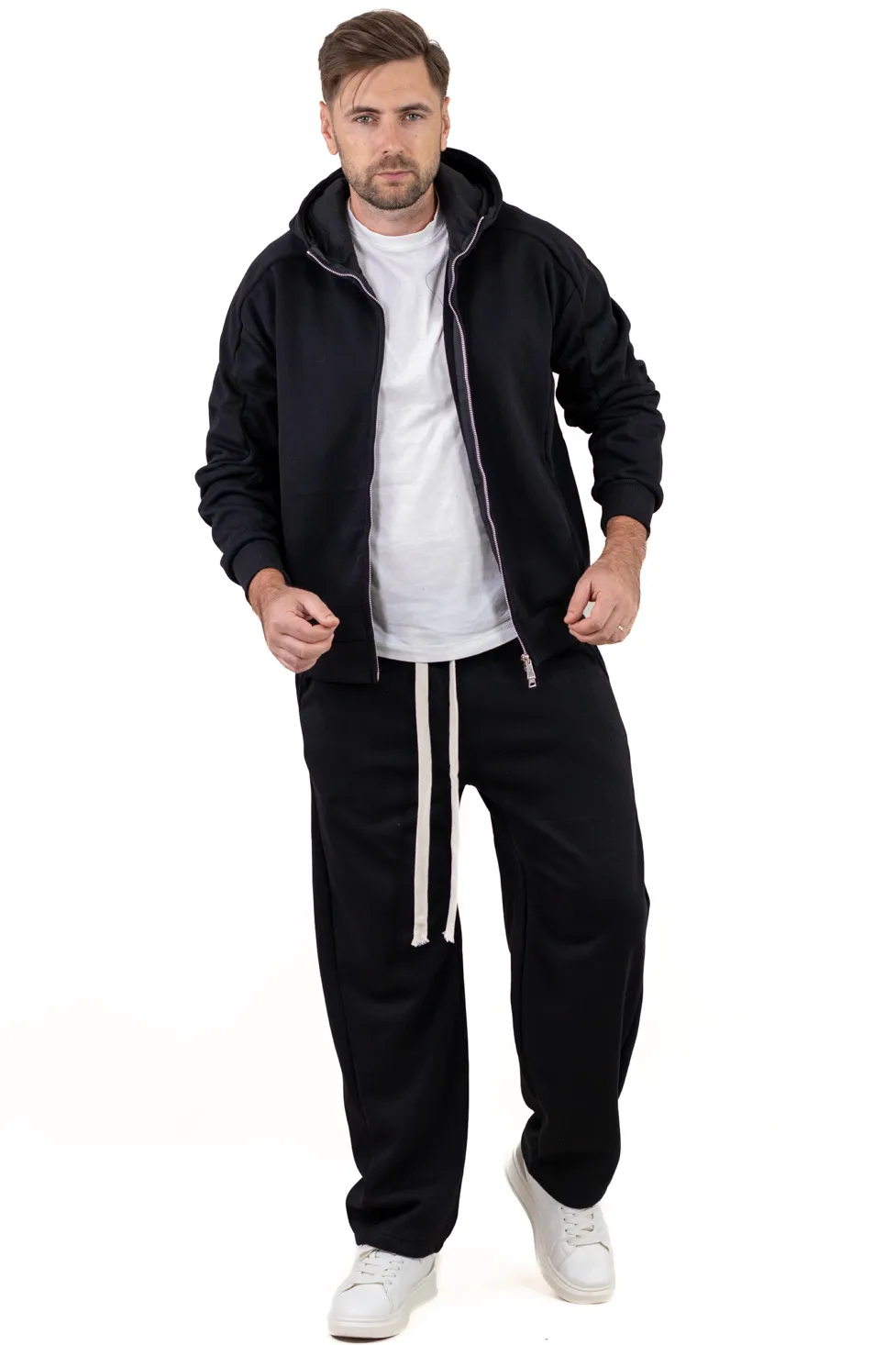 Trening negru gros oversize căptușit cu catifea [9]